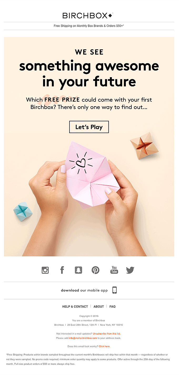 Birchbox email promotion campaign