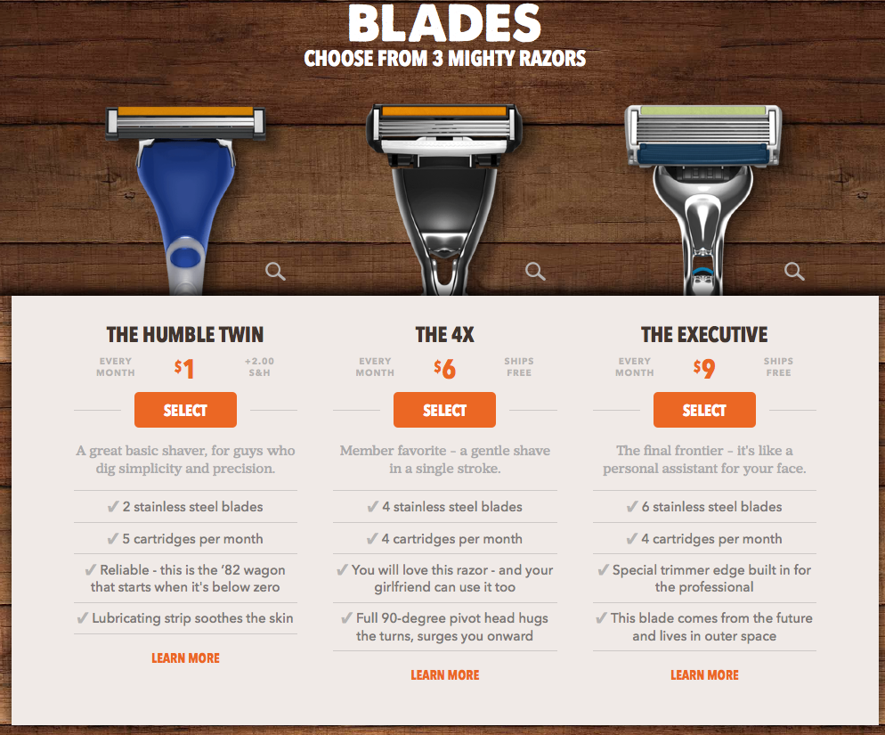 dollar shave club upsell email