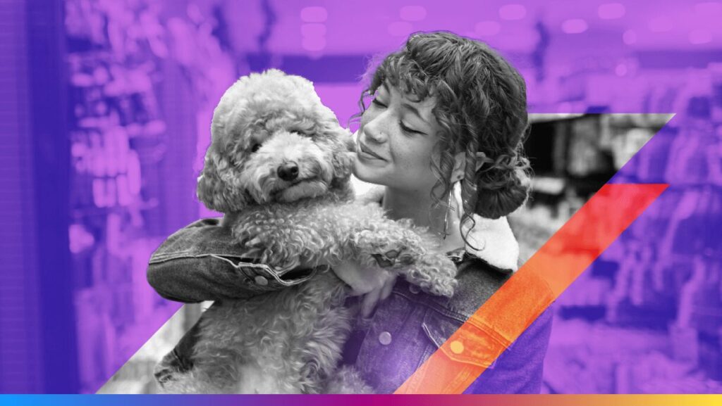person with a dog to promote the Gmail Manage subscriptions feature article